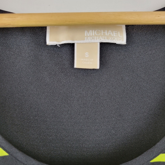 MICHAEL KORS Green and Black Stripe Blouse - Picture 5 of 7